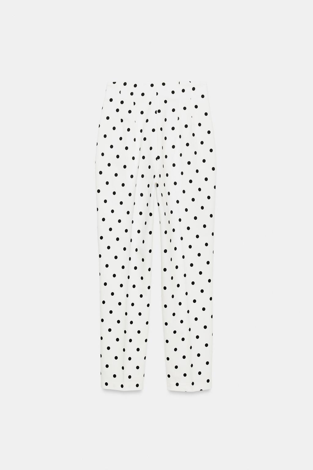 УКОРОЧЕННЫЕ БРЮКИ В ГОРОШЕК С ВЫСОКОЙ ПОСАДКОЙ