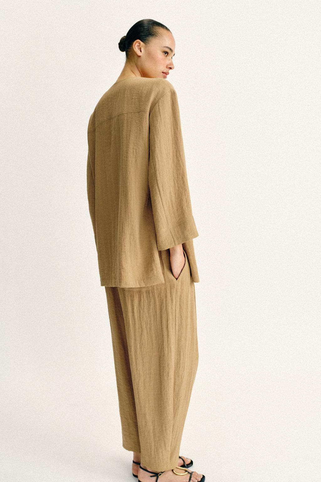 КОМПЛЕКТ СТРУЯЩИХСЯ БРЮК С ЭЛАСТИЧНЫМ ПОЯСОМ