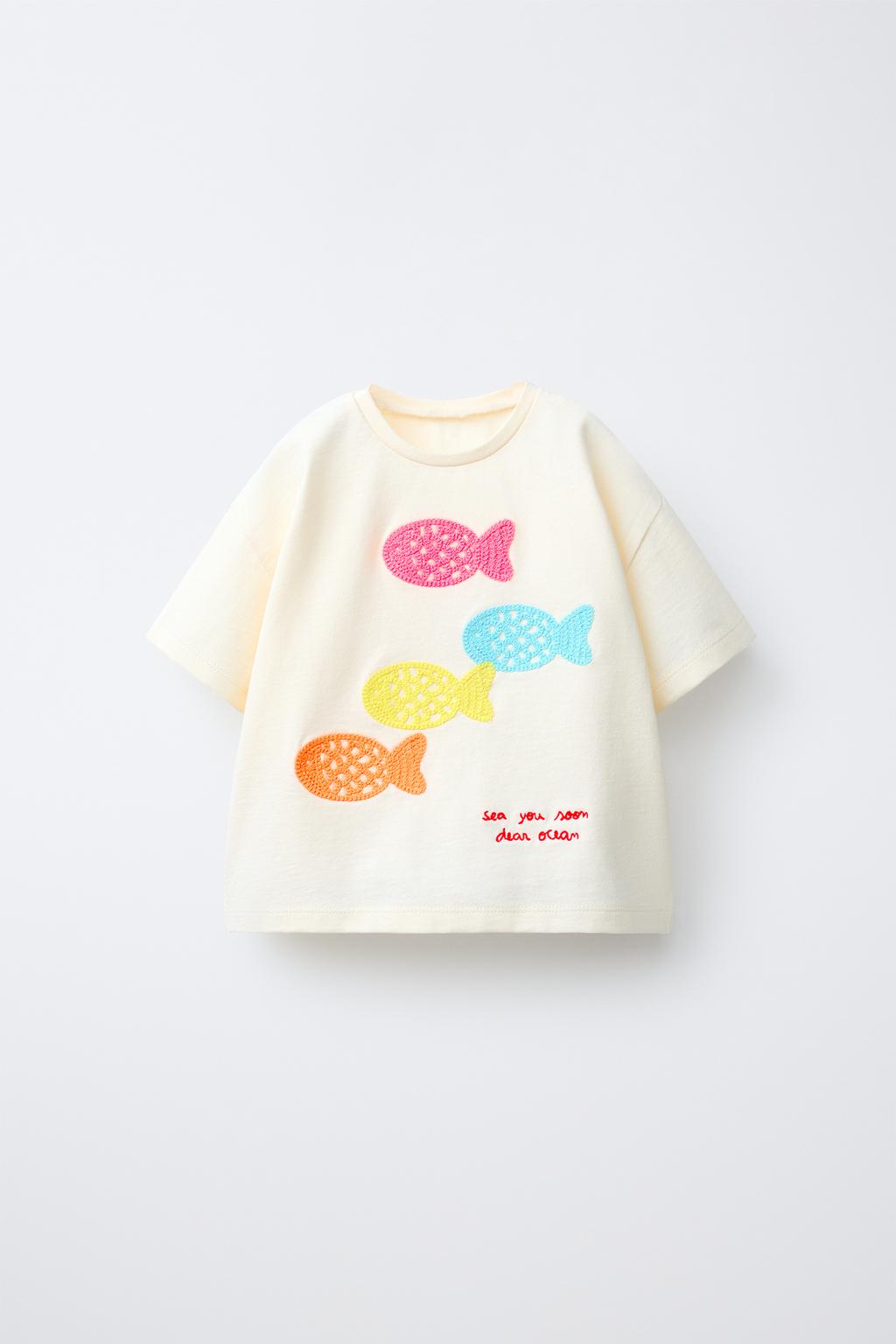 ФУТБОЛКА С ВЫШИВКОЙ РЫБОК КРЮЧКОМ