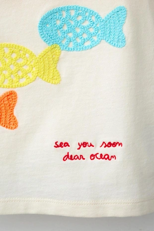 Футболка с вышивкой рыбок крючком- Заказать в России