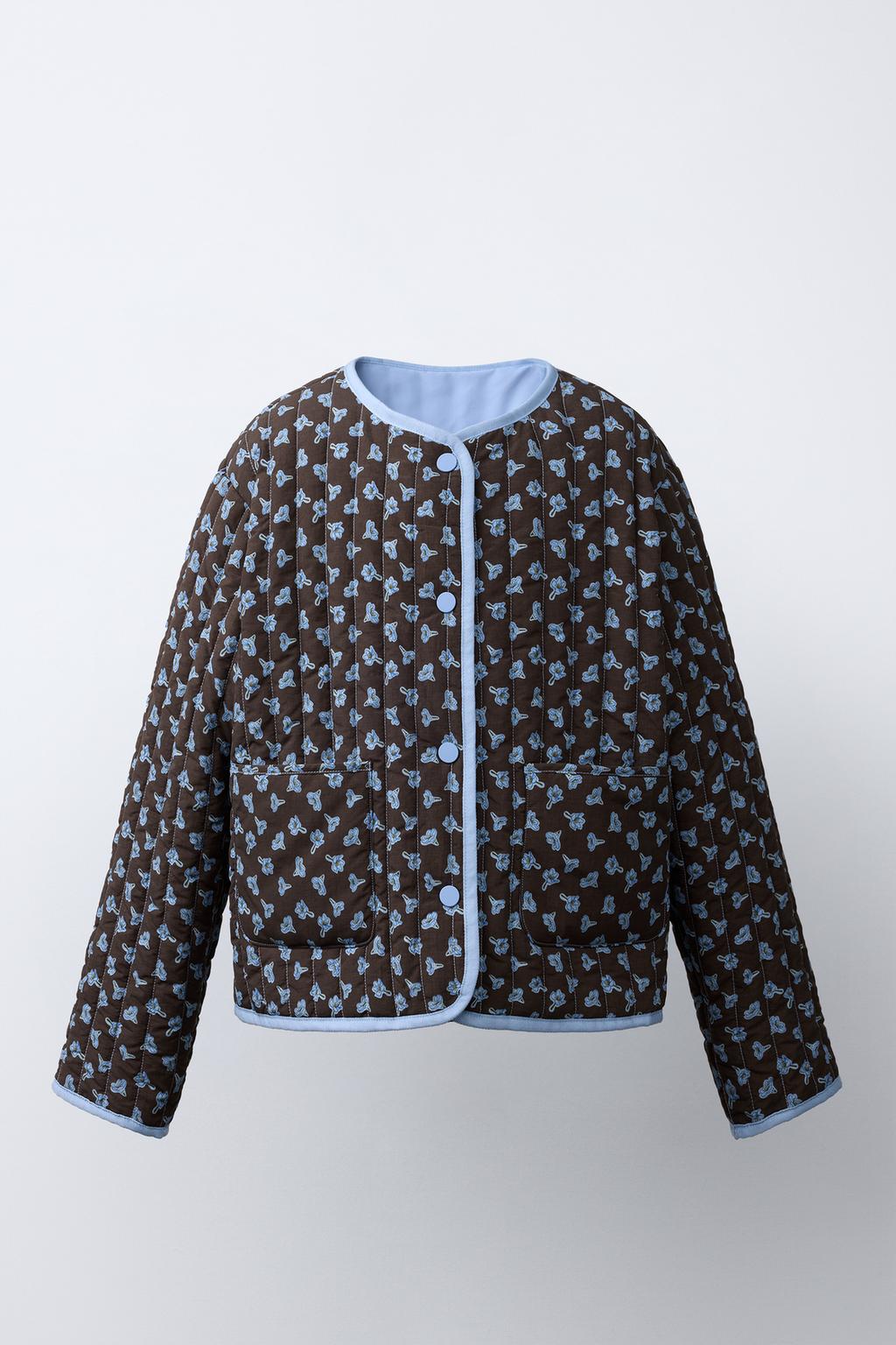 СТЕГАНАЯ КУРТКА С ЦВЕТОЧНЫМ ПРИНТОМ