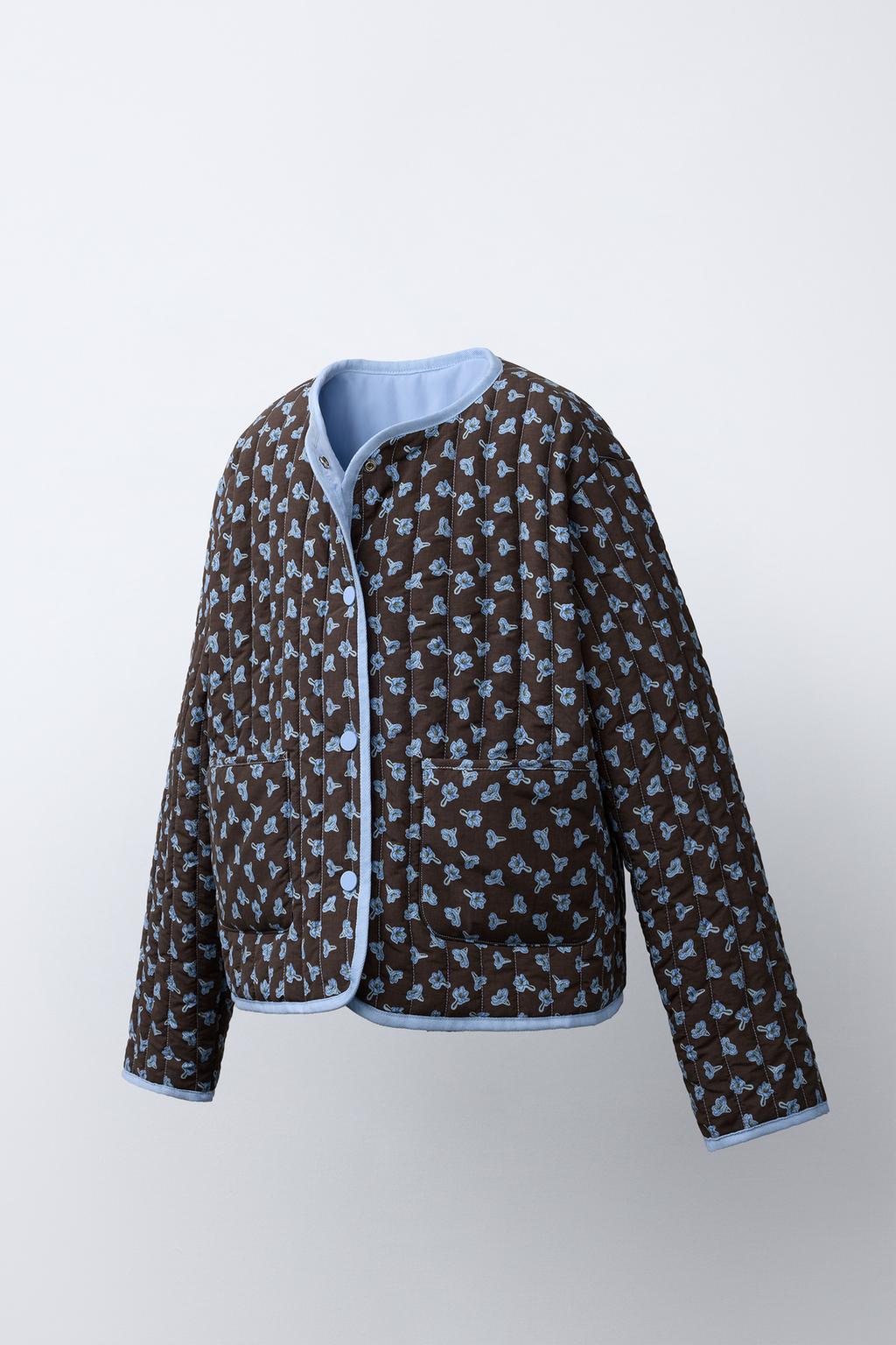СТЕГАНАЯ КУРТКА С ЦВЕТОЧНЫМ ПРИНТОМ