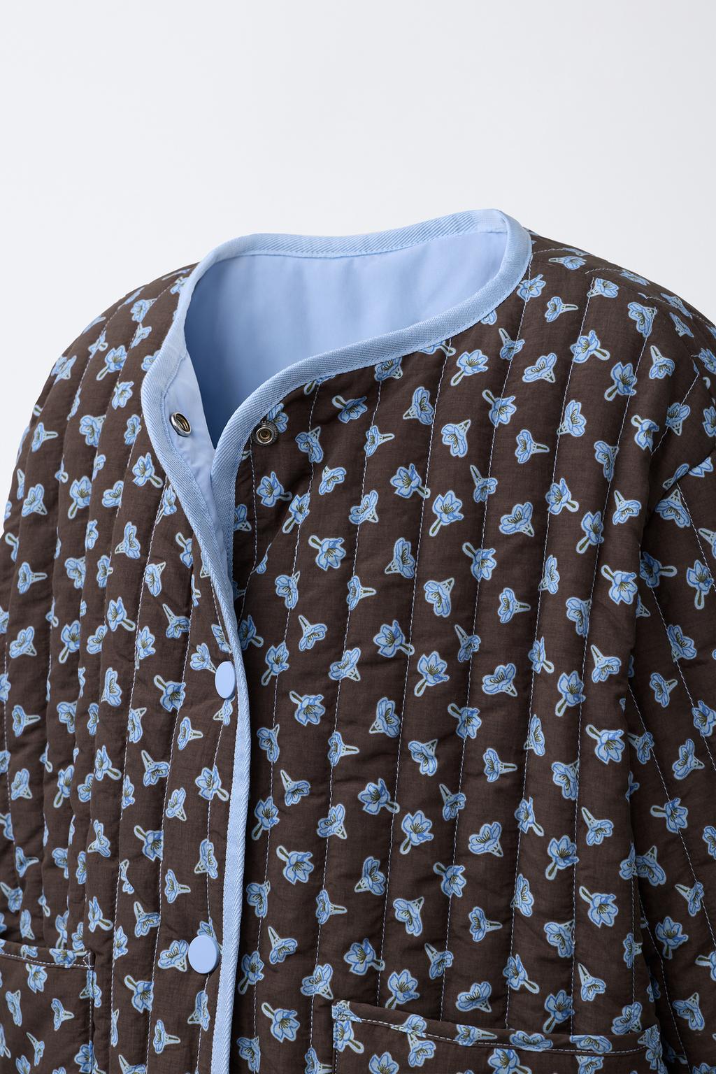 СТЕГАНАЯ КУРТКА С ЦВЕТОЧНЫМ ПРИНТОМ