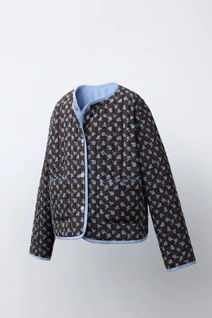 Стеганая куртка с цветочным принтом- Заказать в России