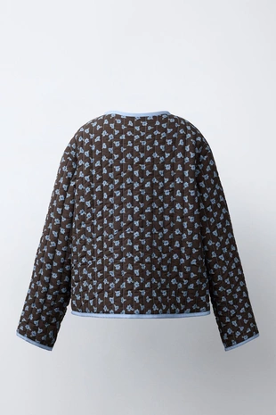 Стеганая куртка с цветочным принтом- Заказать в России