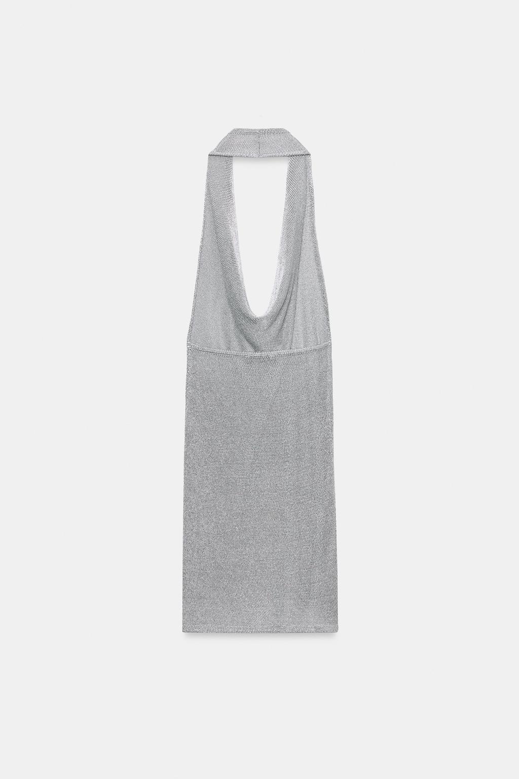 ВЯЗАНОЕ ПЛАТЬЕ ХАЛТЕР С ЛЮРЕКСОМ