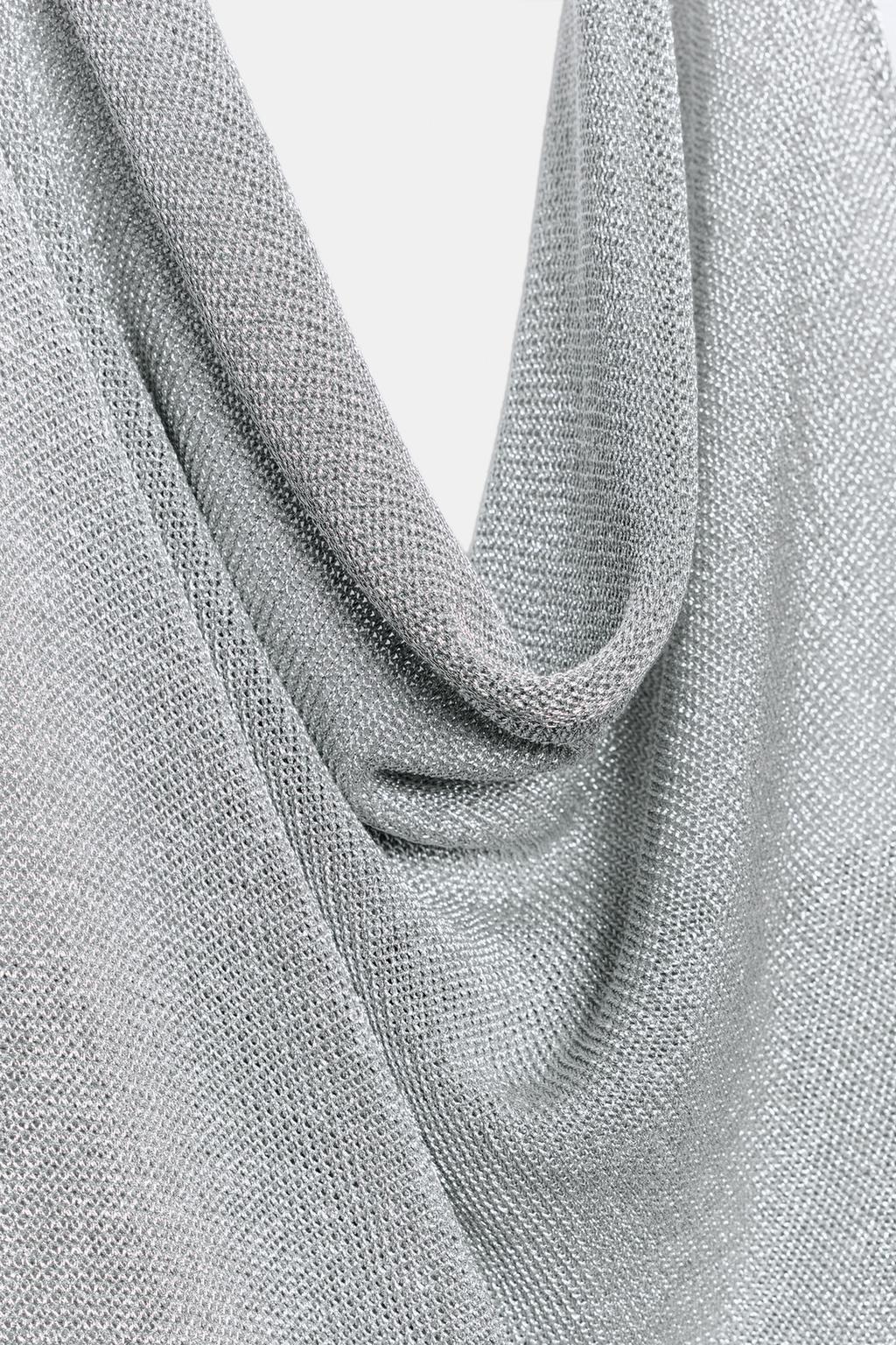 ВЯЗАНОЕ ПЛАТЬЕ ХАЛТЕР С ЛЮРЕКСОМ