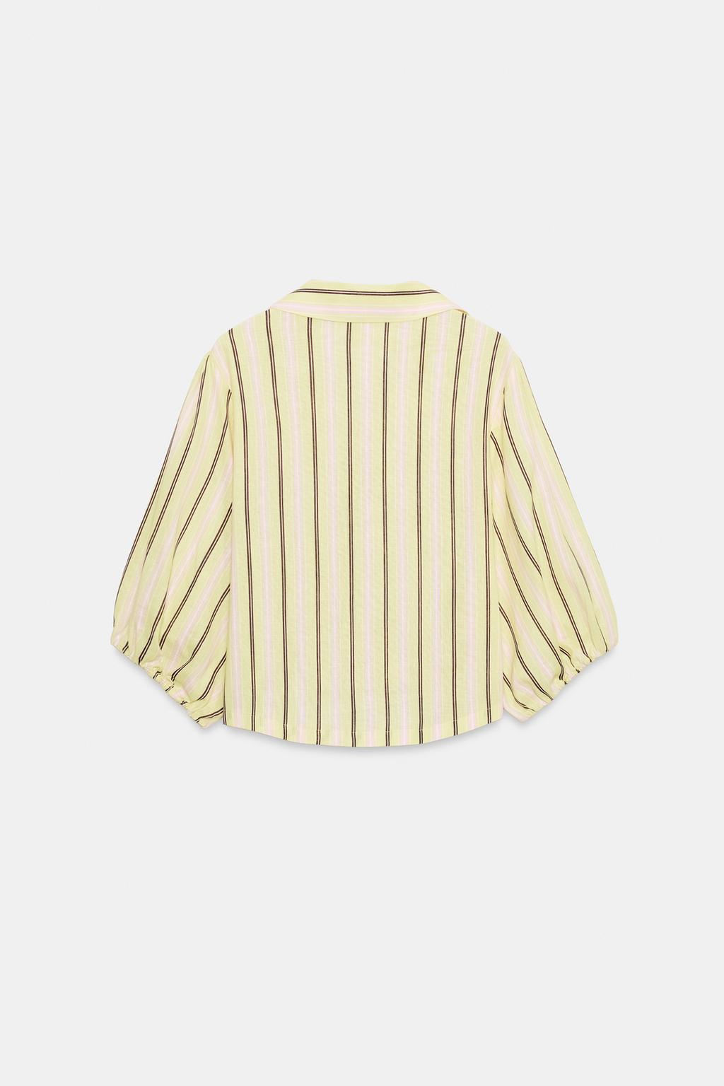 РУБАШКА ИЗ СМЕСОВОГО ЛЬНА С ОБЪЕМНЫМИ РУКАВАМИ