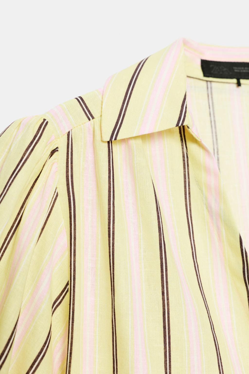 РУБАШКА ИЗ СМЕСОВОГО ЛЬНА С ОБЪЕМНЫМИ РУКАВАМИ