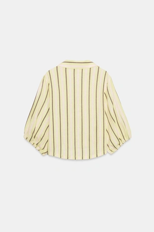 Рубашка из смесового льна с объемными рукавами