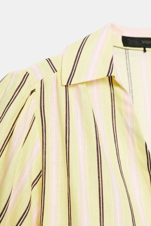 Рубашка из смесового льна с объемными рукавами