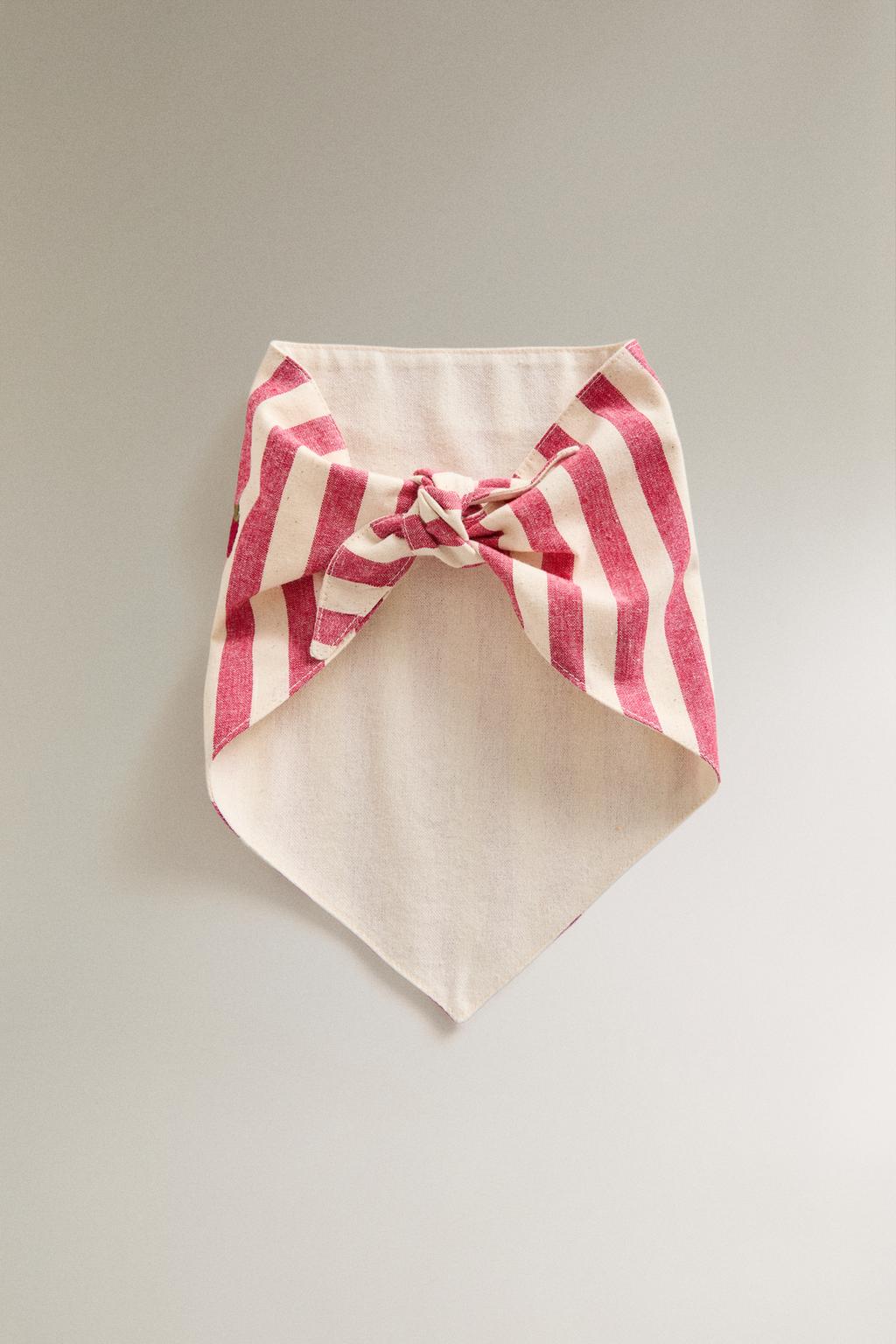 Бандана для питомца с полосками и вышитым помидором