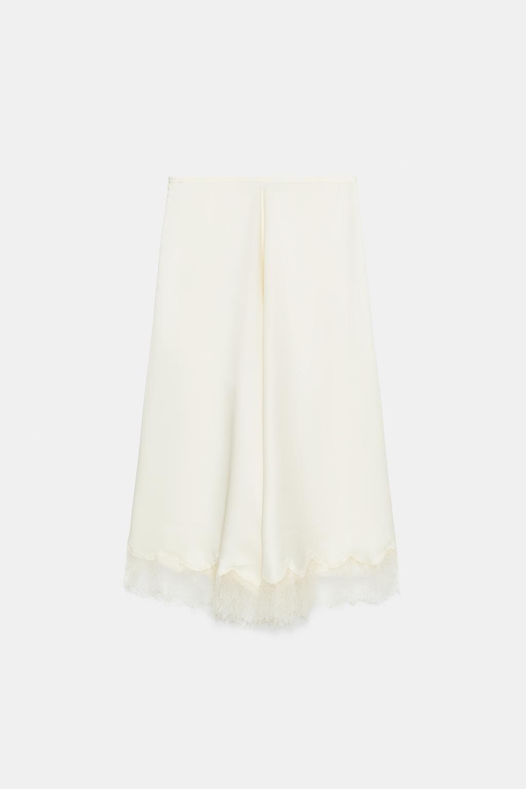 АТЛАСНАЯ ЮБКА С КРУЖЕВОМ — ZW COLLECTION