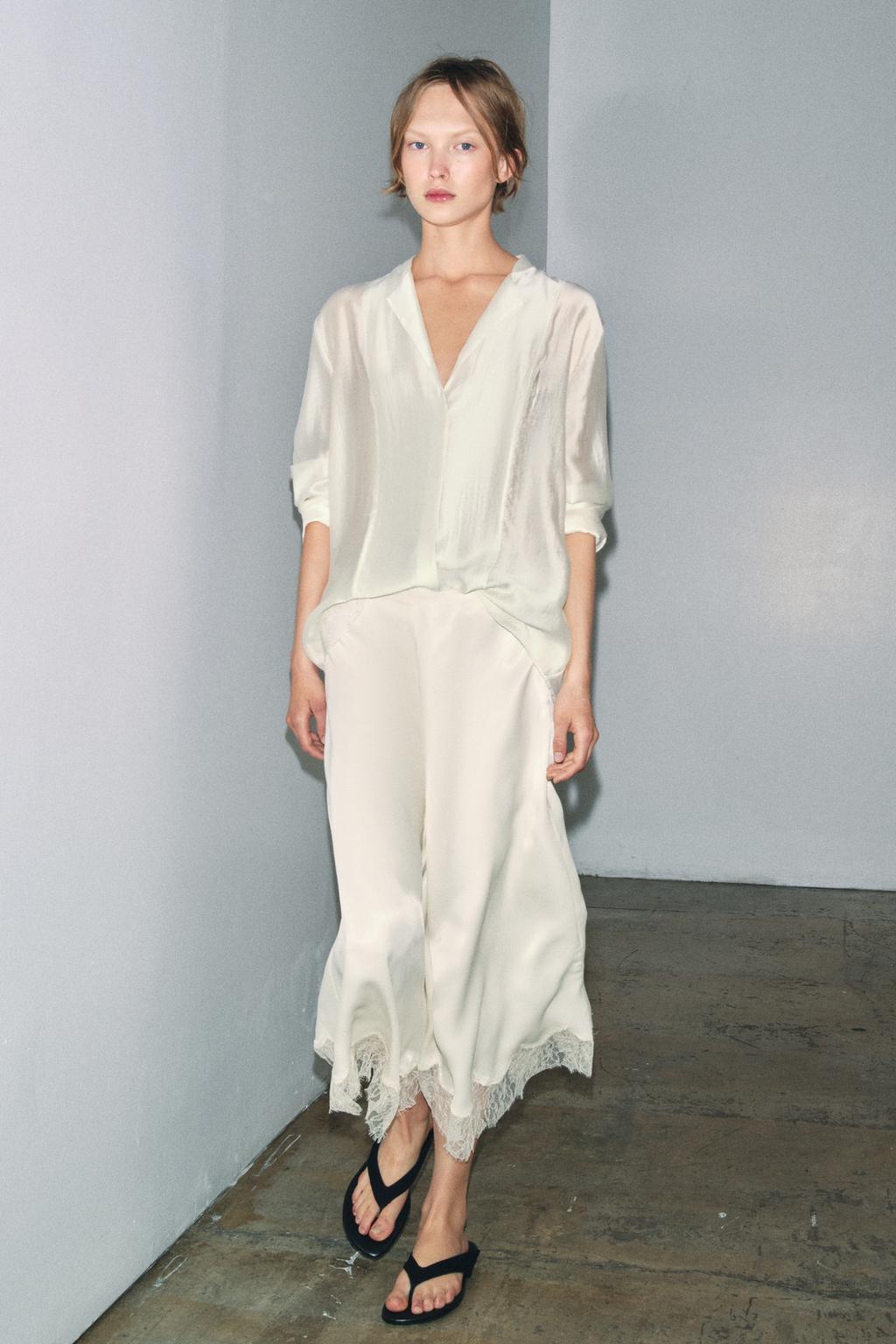 АТЛАСНАЯ ЮБКА С КРУЖЕВОМ — ZW COLLECTION