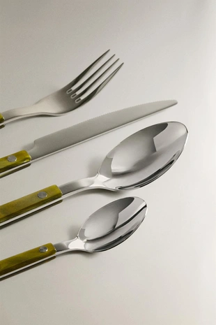 Набор столовых приборов из нержавеющей стали с акриловой ручкой (4 предмета)- Заказать в России