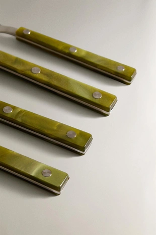 Набор столовых приборов из нержавеющей стали с акриловой ручкой (4 предмета)- Заказать в России