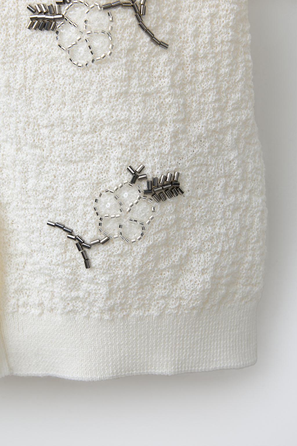 КАРДИГАН ИЗ РЕЛЬЕФНОЙ ТКАНИ С БУСИНАМИ