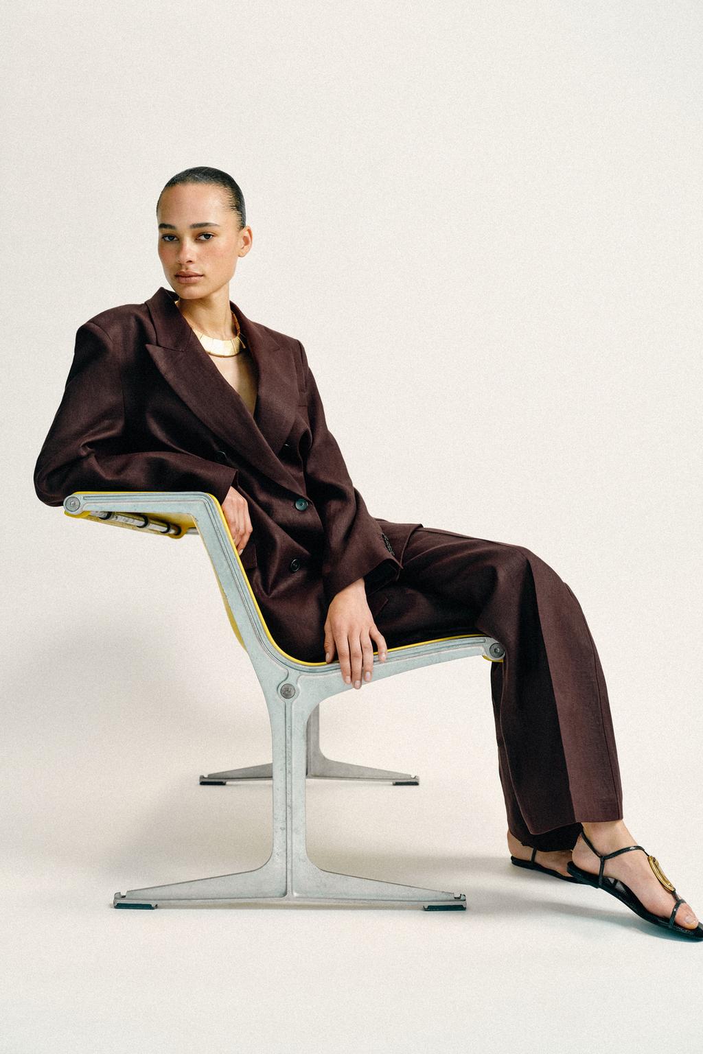 ПРЯМЫЕ БРЮКИ ИЗ 100% ЛЬНА