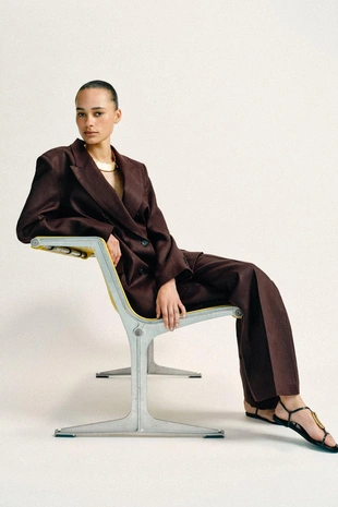 Прямые брюки из 100% льна- Заказать в России