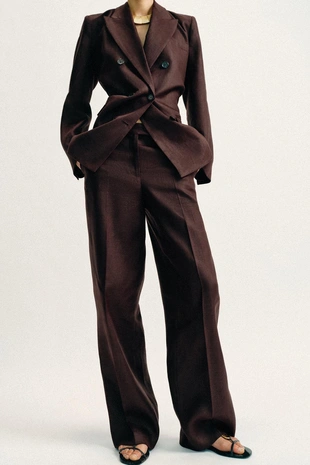 Прямые брюки из 100% льна- Заказать в России