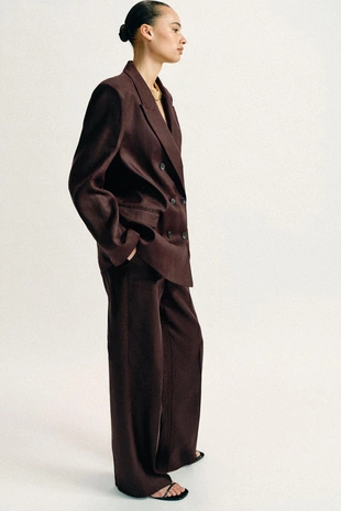 Прямые брюки из 100% льна- Заказать в России