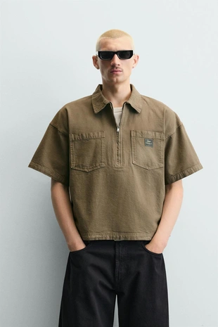 Поло свободного кроя с эффектом потертости- Заказать в России