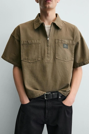 Поло свободного кроя с эффектом потертости- Заказать в России