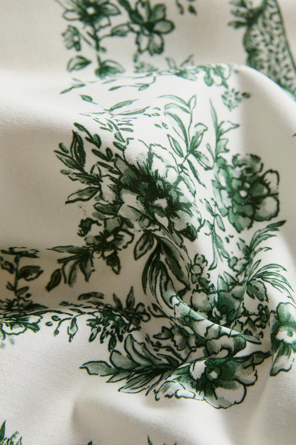 Хлопковый скатерть с цветочным принтом и атласной отделкой