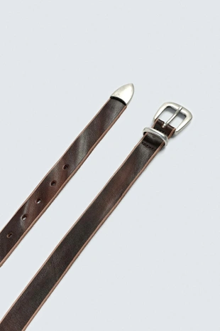 Ремень из кожи с металлическим наконечником- Заказать в России