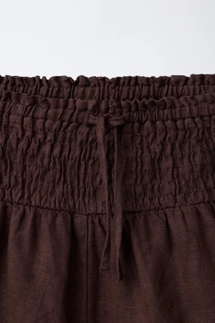 Бермуды из 100% льна с кружевом- Заказать в России