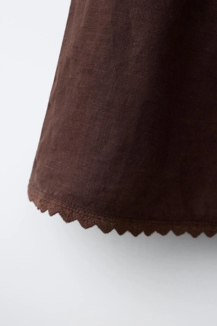 Бермуды из 100% льна с кружевом- Заказать в России