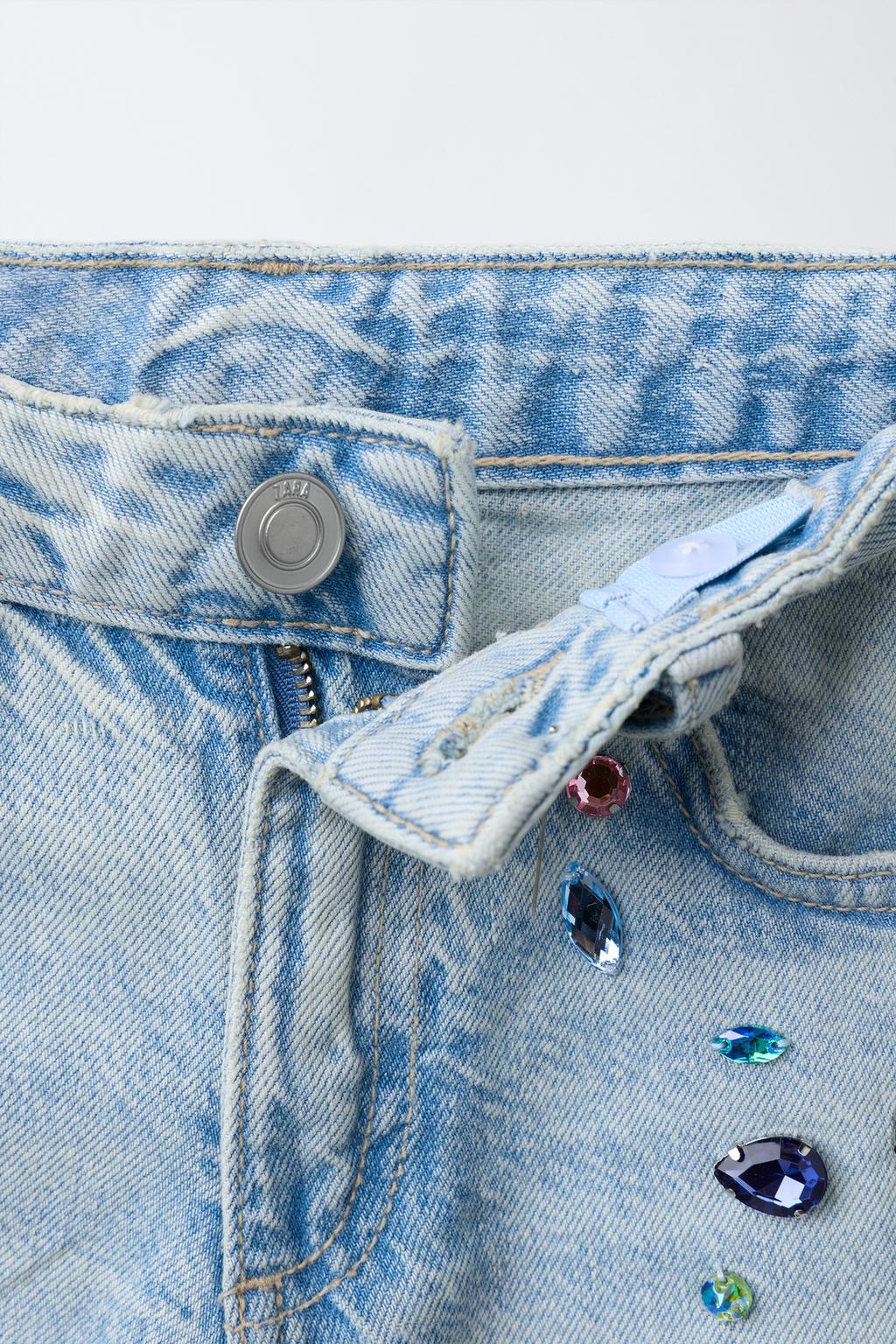 ДЖИНСЫ WIDE LEG С БУСИНАМИ