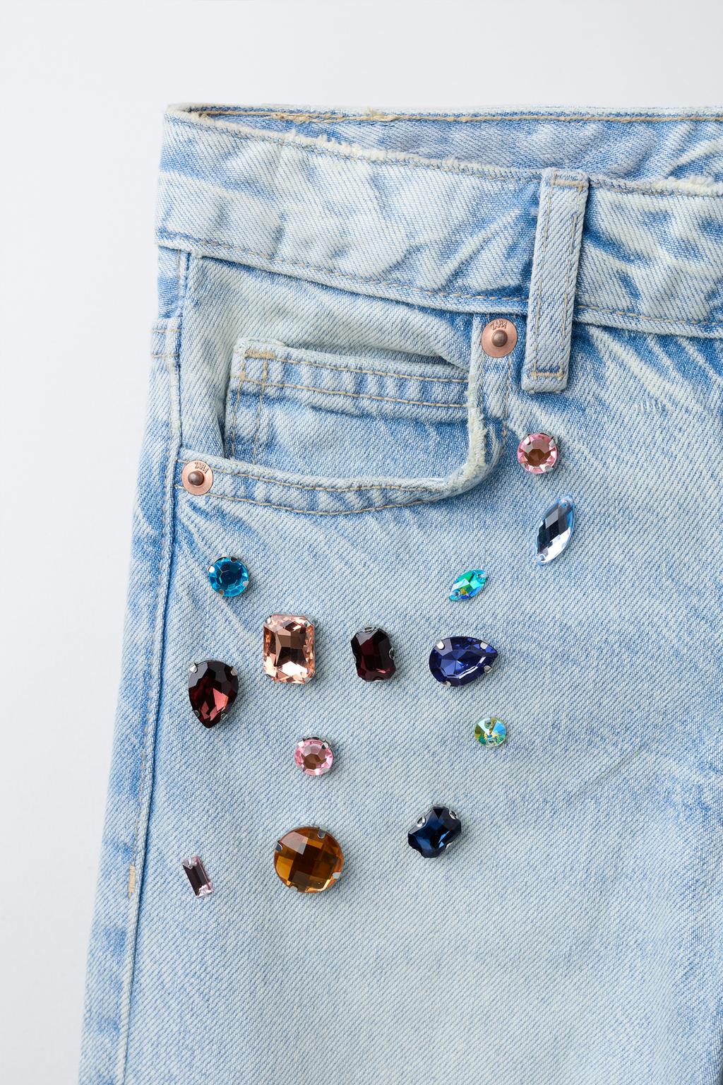 ДЖИНСЫ WIDE LEG С БУСИНАМИ