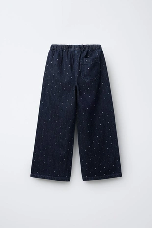 Джинсы Wide Leg со стразами- Заказать в России