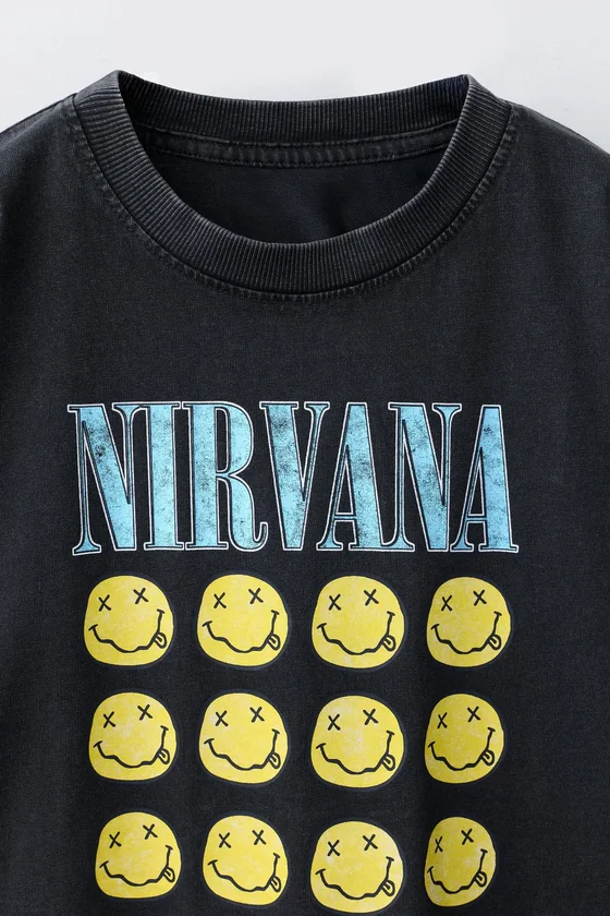 ФУТБОЛКА С ЭФФЕКТОМ ПОТЕРТОСТИ И ПРИНТОМ NIRVANA ®