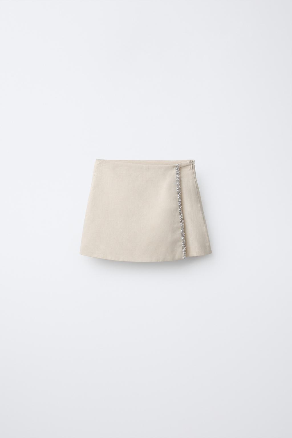 ЮБКА-ШОРТЫ ИЗ ЛЬНА И ХЛОПКА С ДЕКОРАТИВНОЙ ОТДЕЛКОЙ