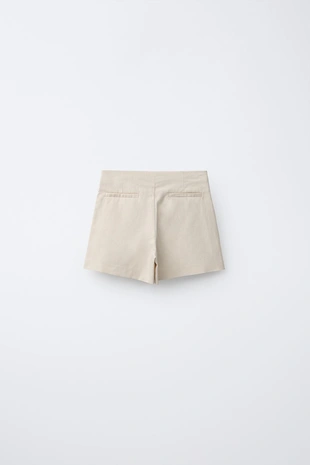 Юбка-шорты из льна и хлопка с декоративной отделкой- Заказать в России