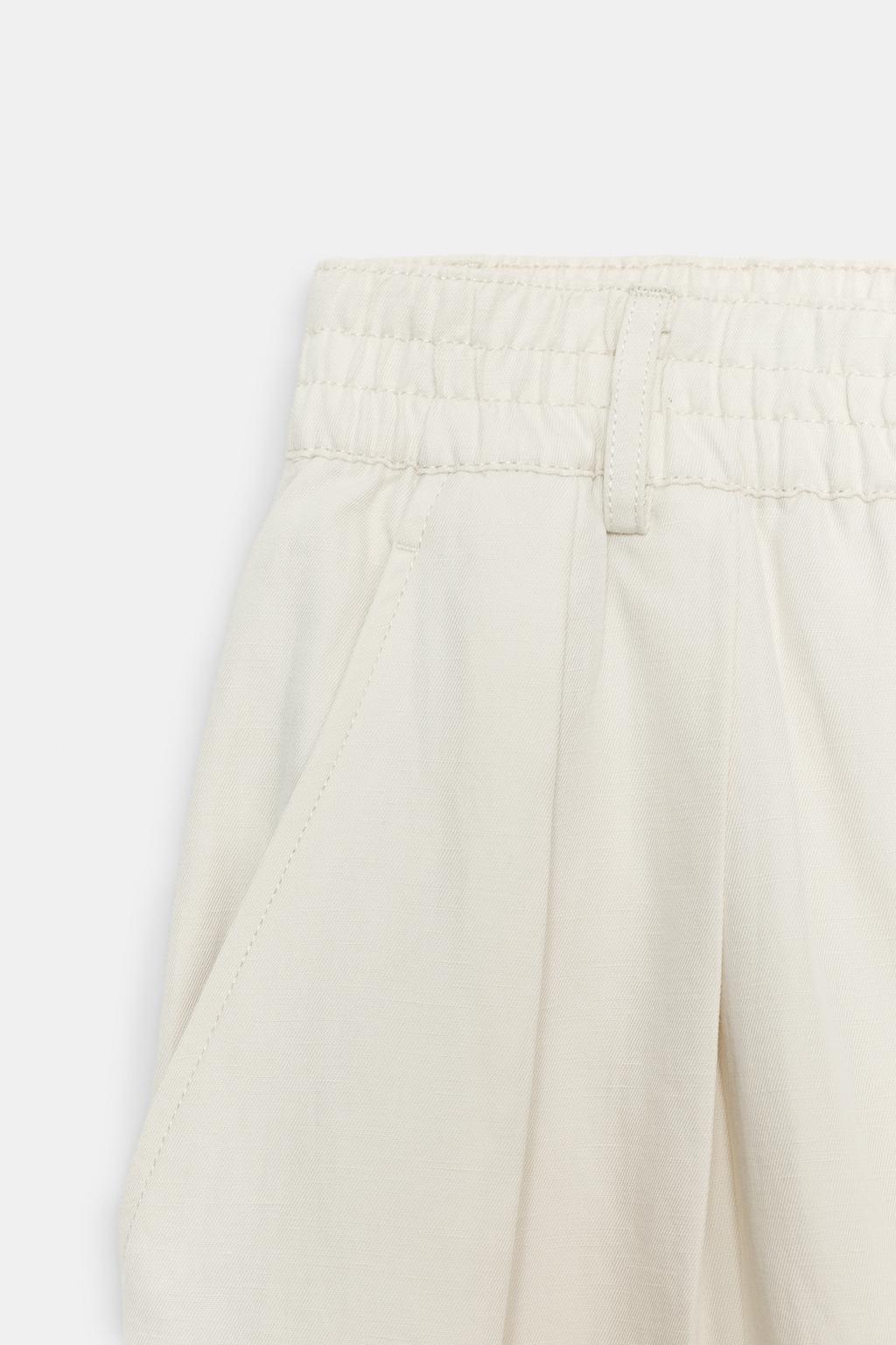 БРЮКИ-ДЖОГГЕРЫ ИЗ СМЕСОВОГО ЛЬНА С ЗАЩИПАМИ — ZW COLLECTION