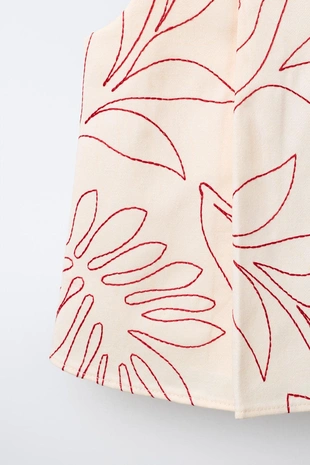 Топ с вышивкой «листья» контраст- Заказать в России