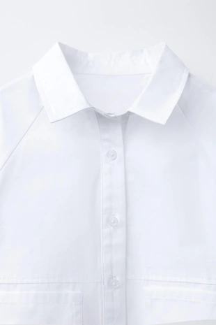 Укороченная рубашка с карманами