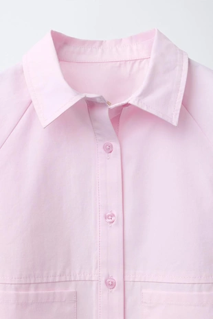 Укороченная рубашка с карманами