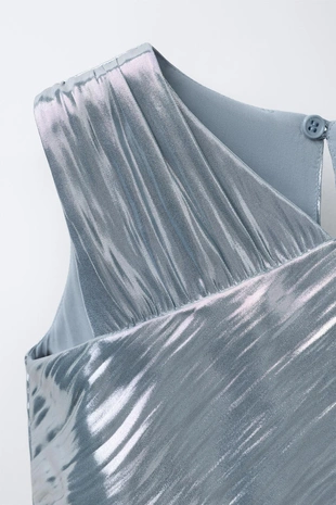 Металлизированный топ с воланами- Заказать в России