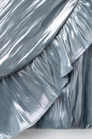 Металлизированный топ с воланами- Заказать в России