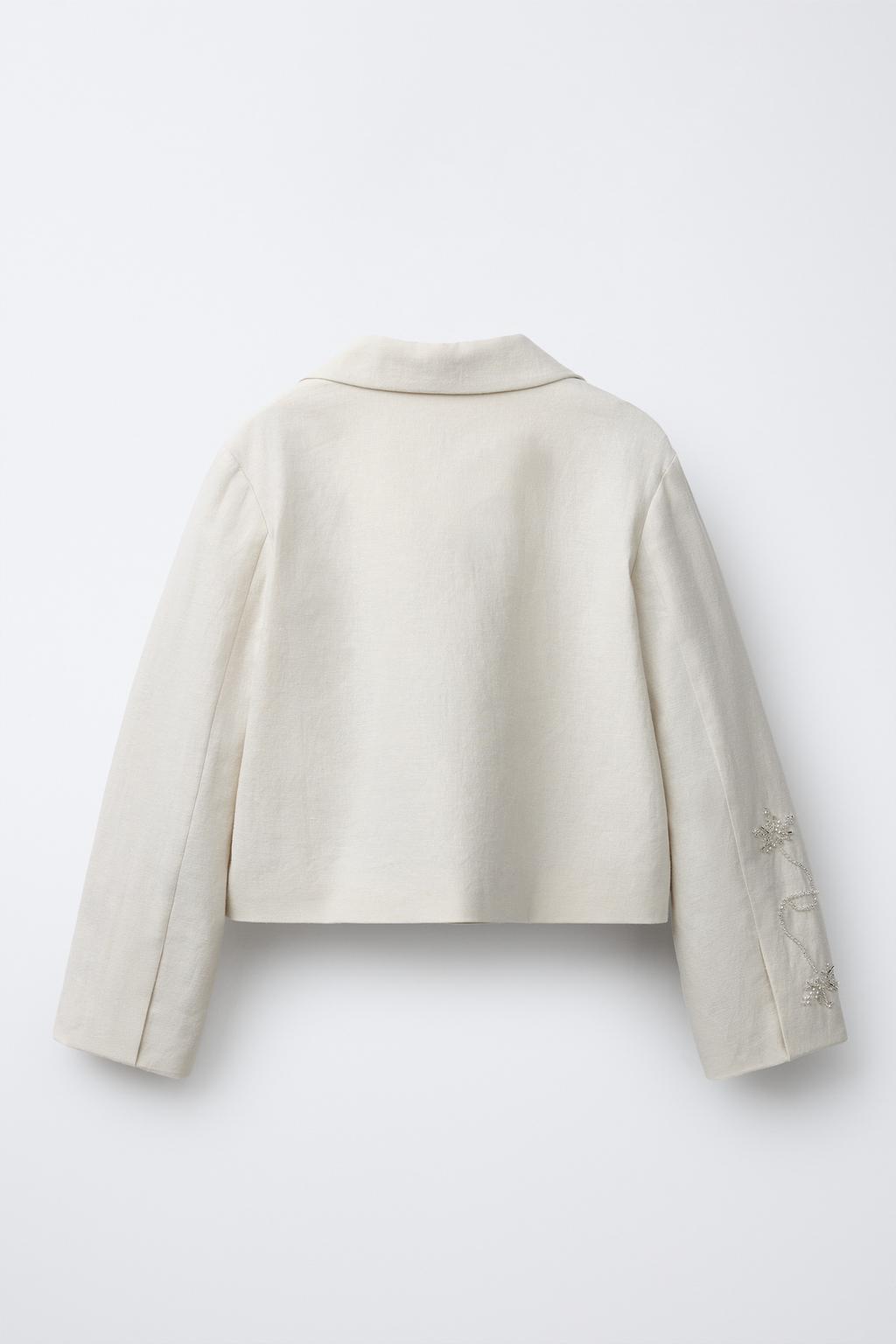 БЛЕЙЗЕР ИЗ СМЕСОВОГО ЛЬНА С БУСИНАМИ