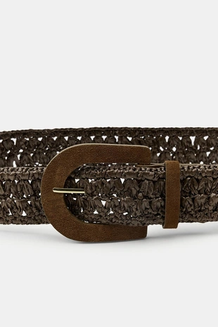 Ремень из рафии с кожаной пряжкой- Заказать в России