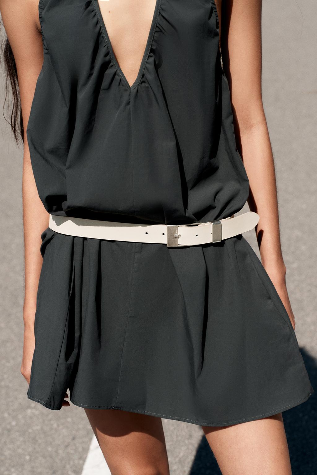 ОДНОТОННЫЙ РЕМЕНЬ ИЗ 100% КОЖИ С КВАДРАТНОЙ ПРЯЖКОЙ