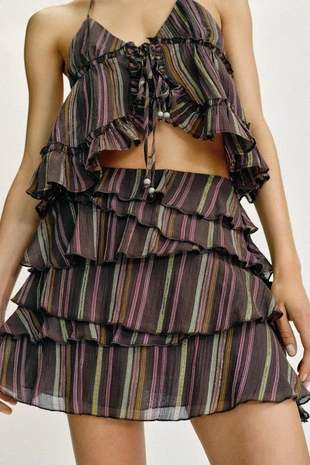 Юбка-шорты в полоску с металлизированной нитью- Заказать в России