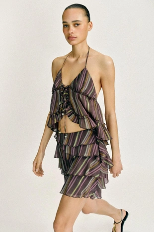 Юбка-шорты в полоску с металлизированной нитью- Заказать в России