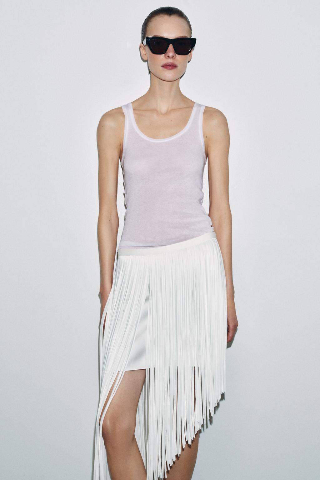 ЮБКА АСИММЕТРИЧНОГО КРОЯ С БАХРОМОЙ — ZW COLLECTION