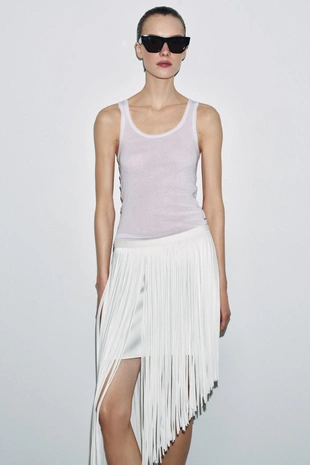 Юбка асимметричного кроя с бахромой — Zw Collection- Заказать в России